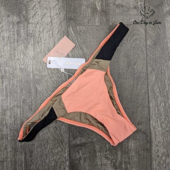 Pilyq Color Block Teeny Bikini Bottom Swimsuit Size L - Picture 3 of 4